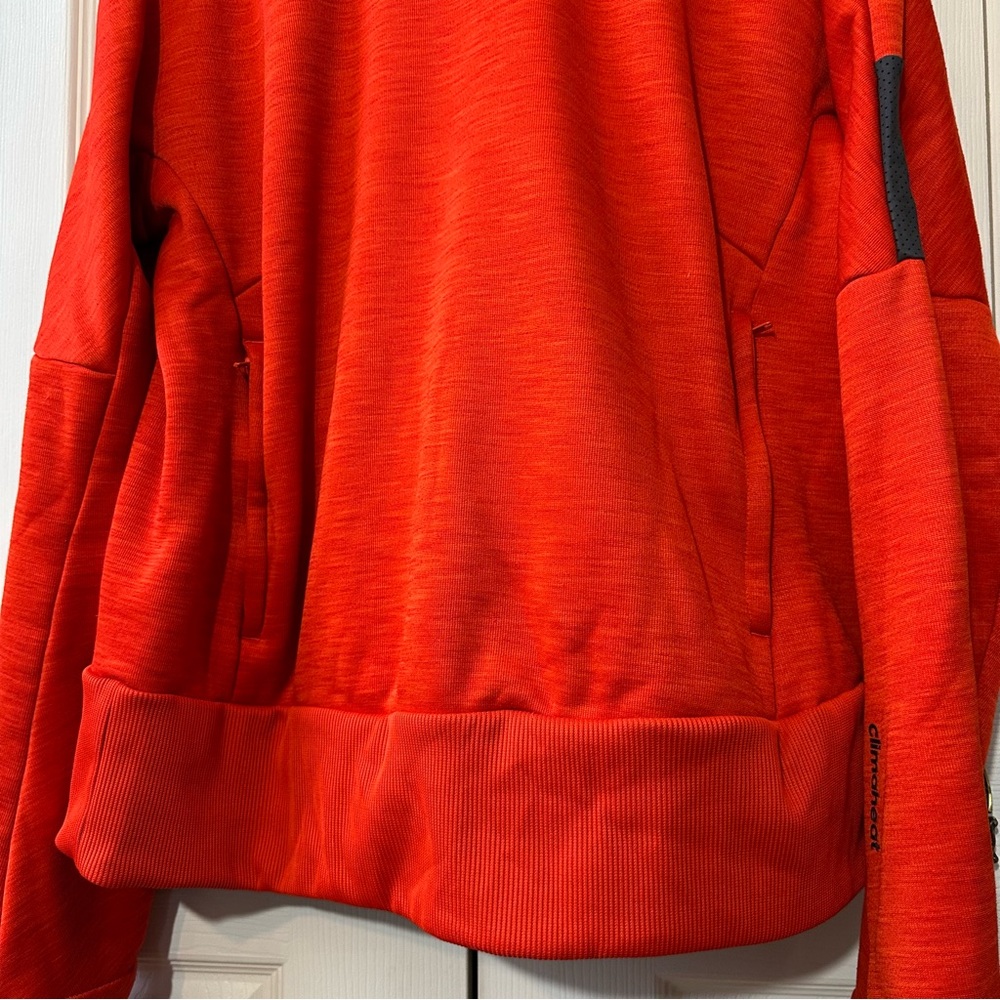 Adidas Climaheat Fleece Lined Thick Hoodie Orange Gray Womens Size Large - Picture 10 of 12